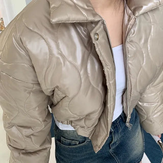 Collar Crop Two-Way Padded Jacket