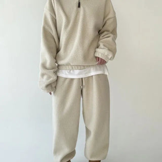 Poodle curly fleece half-zip