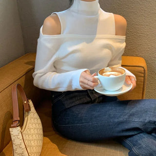 If Turtleneck Off-Shoulder Knit Year-End Look