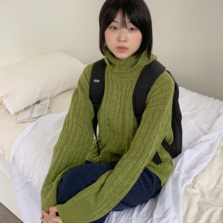 [UNISEX] Cable Knit Mock Neck