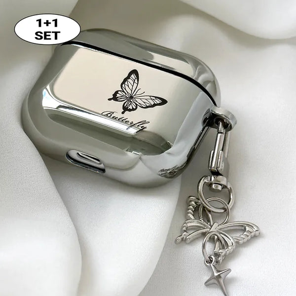 Butterfly Keyring Set Drawing Metal AirPods Case