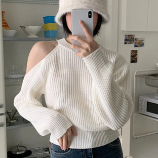 Camo shoulder slit knit