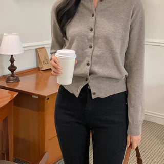 Basi Standard Fit Round Ribbed Knit Cardigan