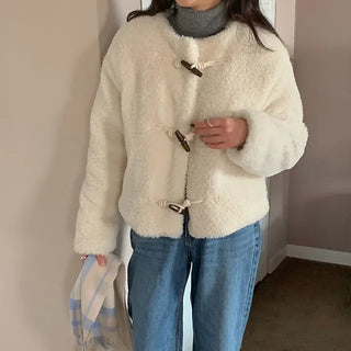 Toggle round neck fleece jacket