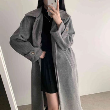 [30% Wool/High Quality/Warm] Single Oversized Wool Long Coat I Was Looking For (3 Colors)