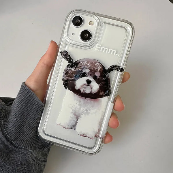 Peekaboo Plastic Bag Dog Transparent Jelly iPhone Case