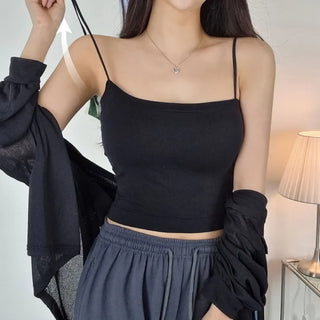 Cheese-like Crop Strap Sleeveless Top Built-in Cups Gym Sleeveless Top Dance Sleeveless Top Inner Tee Underwear Bra Top Sleepwear