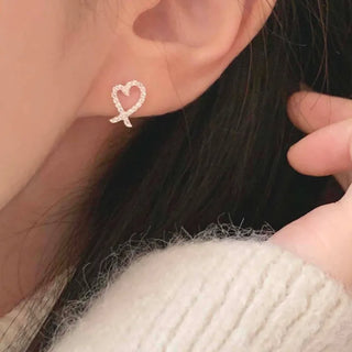 Heart Cubic Earrings (Silver, Rose Gold)