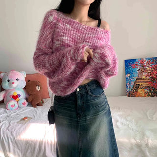 [Lip Neck ver/Guaranteed Beauty!/Delicate Fit] Heather Gradient Loose Knit (4 colors)