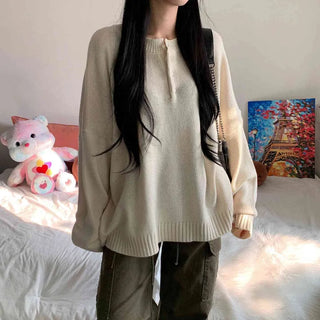 [Unisex/Oversized] Half-Open Button Hacci Knit (6 colors)