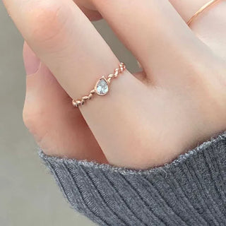Teardrop Cubic Ring (Silver, Rose Gold)