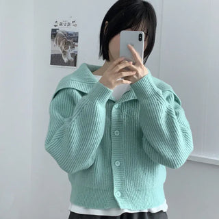 Polar collar 2-way cardigan