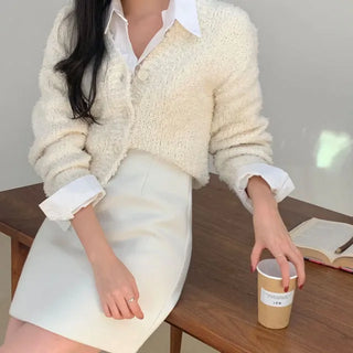 Leart V-neck Sherpa Boucle Cardigan
