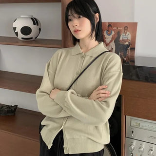 crepe collar cardigan