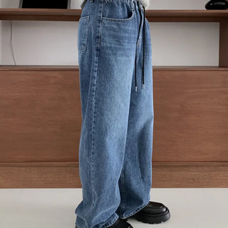 Elbow-string denim pants