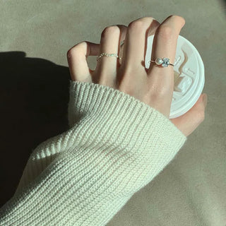 Bold Cubic Layered Pearl Ring (Silver, Rose Gold)