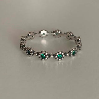 Green Emerald Oil Painting Flower Ring