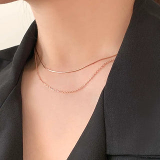 Rose Gold Snake Chain Choker Double Strand Necklace