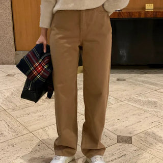 Camel Fleece-Lined Wide Pants Winter Fleece-Lined Cotton Pants Cotton Trousers