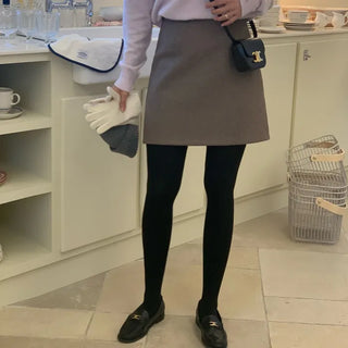 Winter A-line Wool Mini Skirt