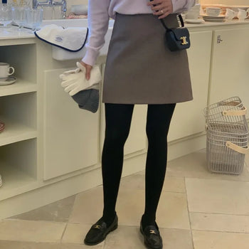 Winter A-line Wool Mini Skirt