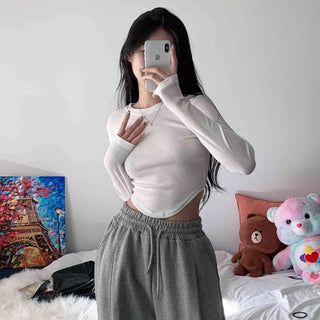 [Spring New Arrival/Hip Shaper] Jennie Rounded Basic Long Sleeve T-shirt (4 colors)