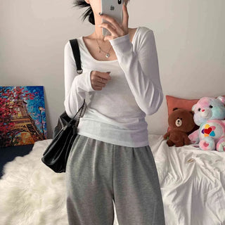 [Delicate Fit/New Spring Arrival] Kaya Square Round Basic Inner Long Sleeve Tee (4 colors)