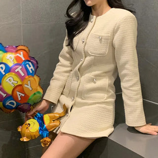 Loewe Pearl Tweed Long Sleeve Dress