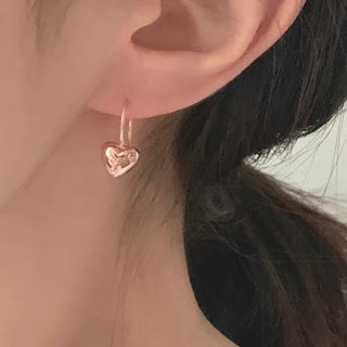 Volume Heart Hoop Earrings (Silver, Rose Gold)