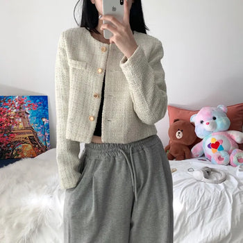 Collarless Jenny Tweed Crop Jacket (2 colors)