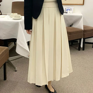 Elastic band pintuck pleated long skirt