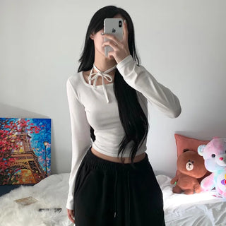 [Spring ver] Daku Choker Strap Halter Long Sleeve T-shirt (3 colors)