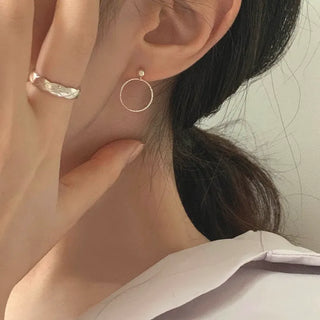 Round Cut Ring Earrings (Silver, Rose Gold)