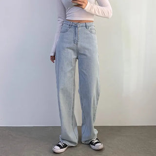 [Spring Version/Hip Fit/Fit Guaranteed!] Daily Light Wash High-Waisted Straight Wide Denim Pants