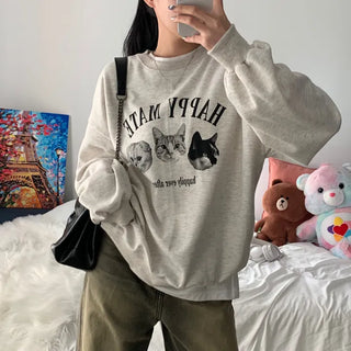 [Boxy Fit/Unique/Butler Must-Have] Cat Balloon Print Sweatshirt (3 colors)