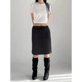 Muted satin half skirt
