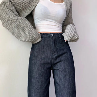 [No fading / Hip fit / Fit guaranteed!] Daily raw high-waisted straight wide denim pants