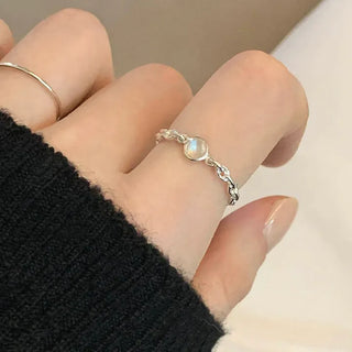 Rainbow Moonstone Natural Stone Chain Ring