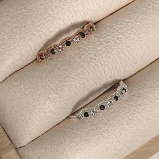 Black Berry Cubic Layered Ring (Silver, Rose Gold)