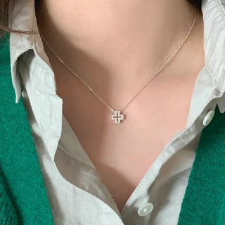 Cubic Cross 3D Necklace (Silver, Rose Gold)