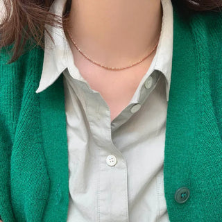 Shining Pearl Choker Layered Necklace (Silver, Rose Gold)