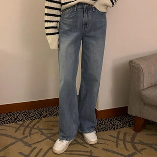 Vintage washed wide denim pants