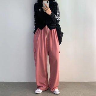 [Y2K Mood/Beautiful Colors!/Guaranteed Fit!] Monster Hip Cargo Wide Training Elastic Waist Long Pants (6 Colors)