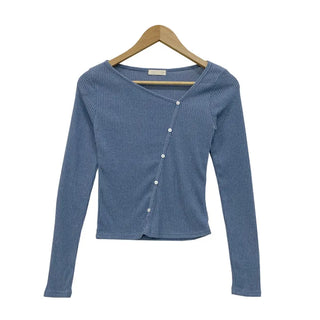 Erian Knit Light Blue/Diagonal Asymmetrical Knit/Button Knit/Delicate Fit Knit/ Wedding Guest Look/Daily Knit/Asymmetrical Knit