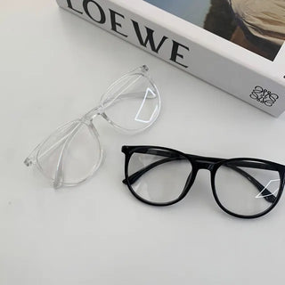 De Muir◈ Horn-rimmed Glasses Transparent Black Round Geek Chic Frames Fashion Couple Oversized Sunglasses