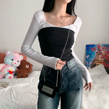 [No Slipping] Pointed Stretchy Ribbed Layered Knit Tank Tube Top (3 colors)
