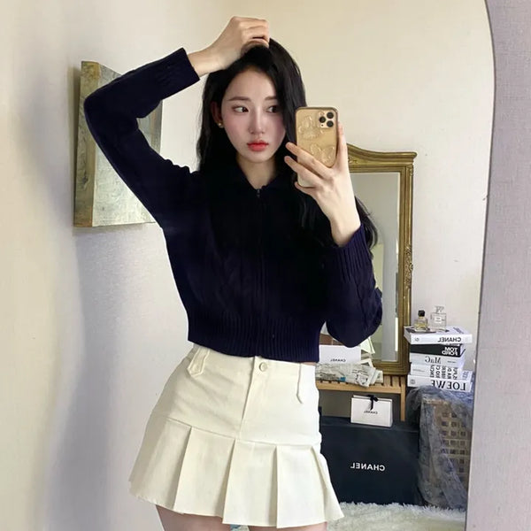 Buckle Under Pleated Elastic Mini Skirt