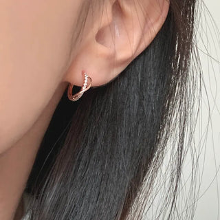 Cubic Wavy Mini One-Touch Ring Earrings