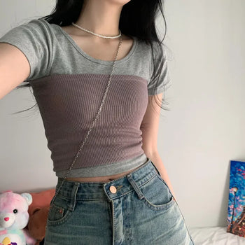 [Stretchable/Non-slip] Ribbed Crop Layered Tube Knit Top (5 colors)