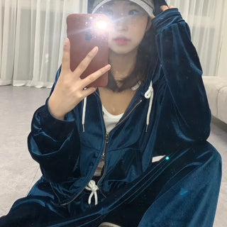 Velour Crop Zip-up Hoodie